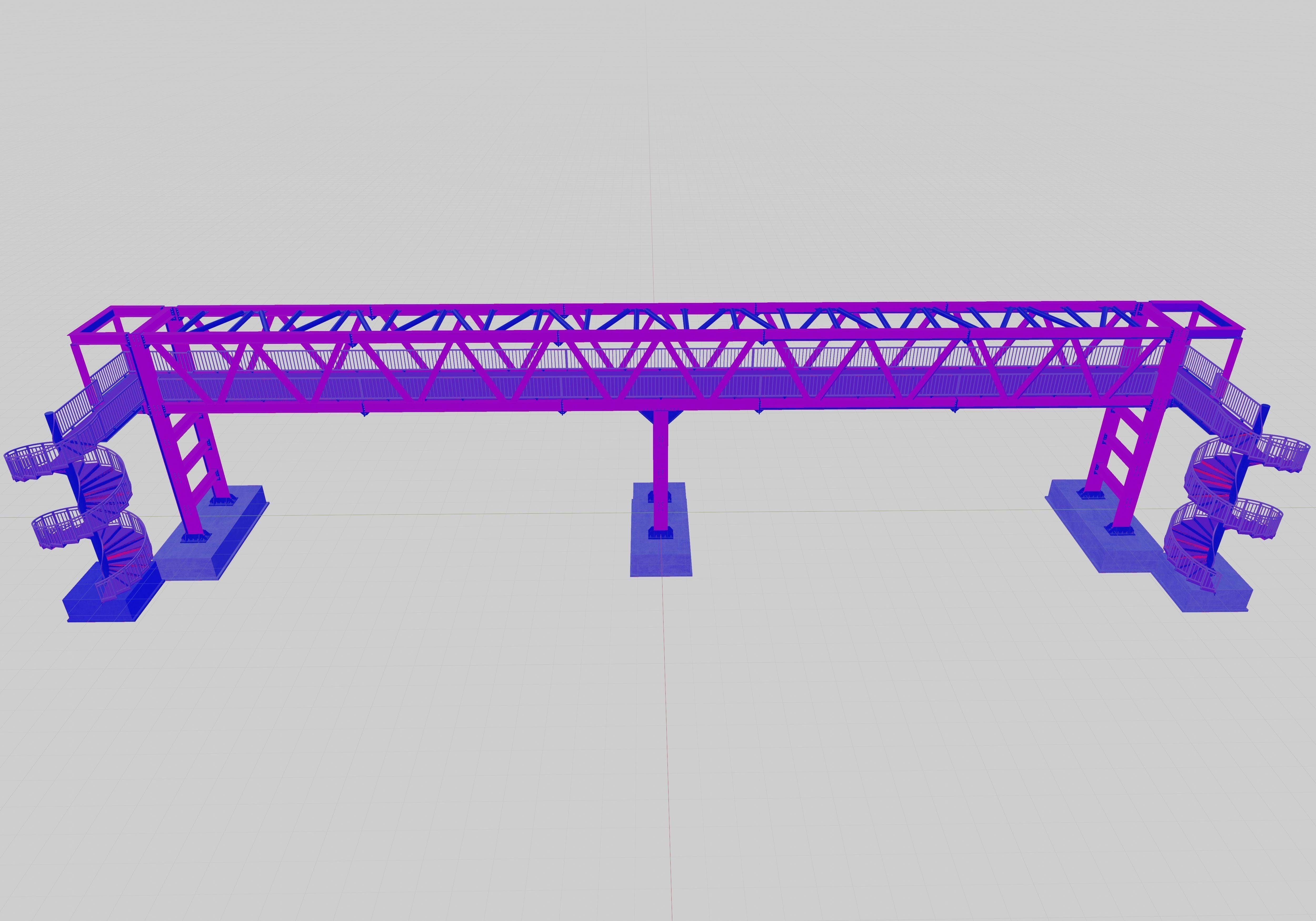Steel Pedestrian Bridge - Spiral Stair - Truss Type-15 3D model_7