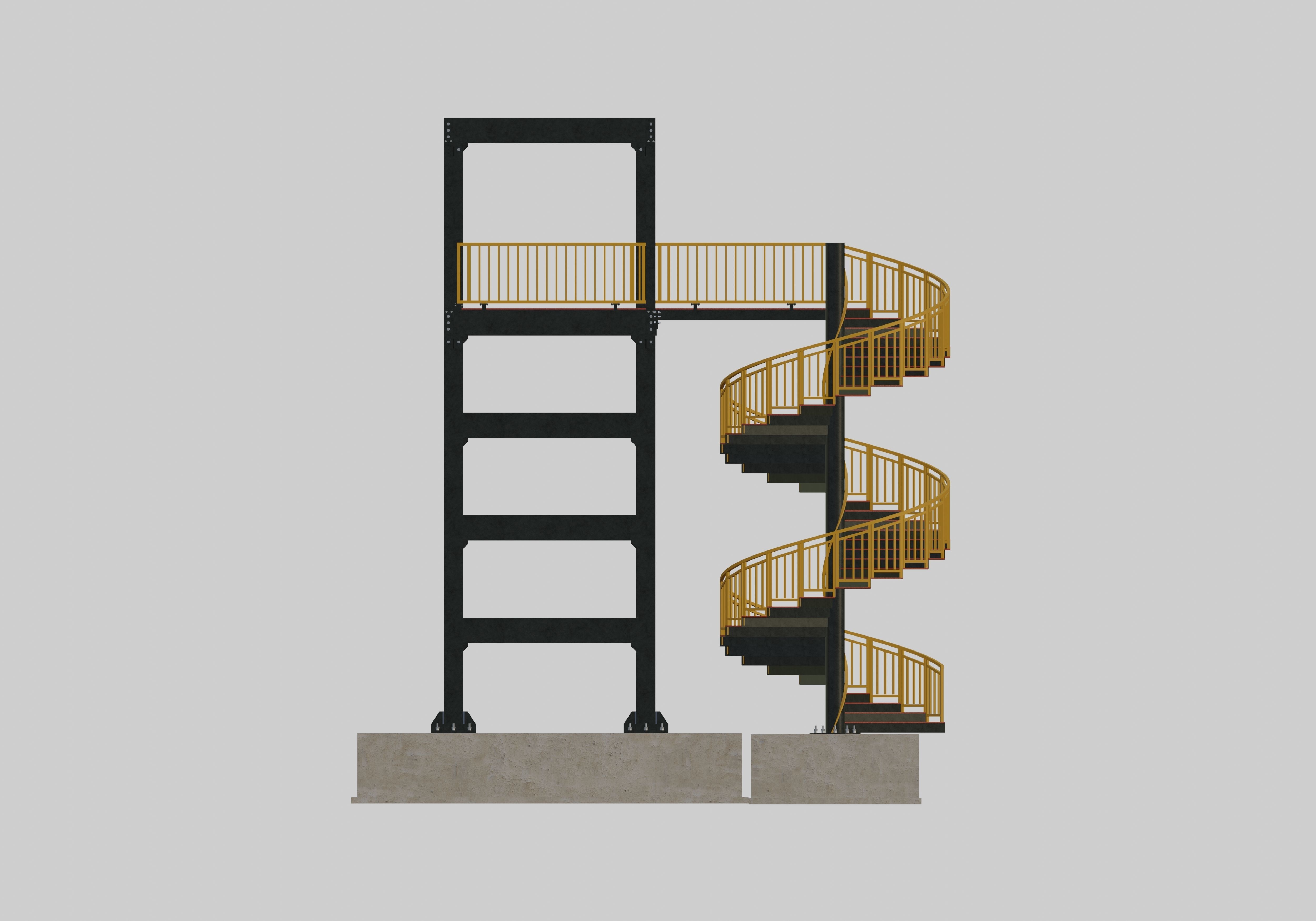 Steel Pedestrian Bridge - Spiral Stair - Truss Type-15 3D model_25