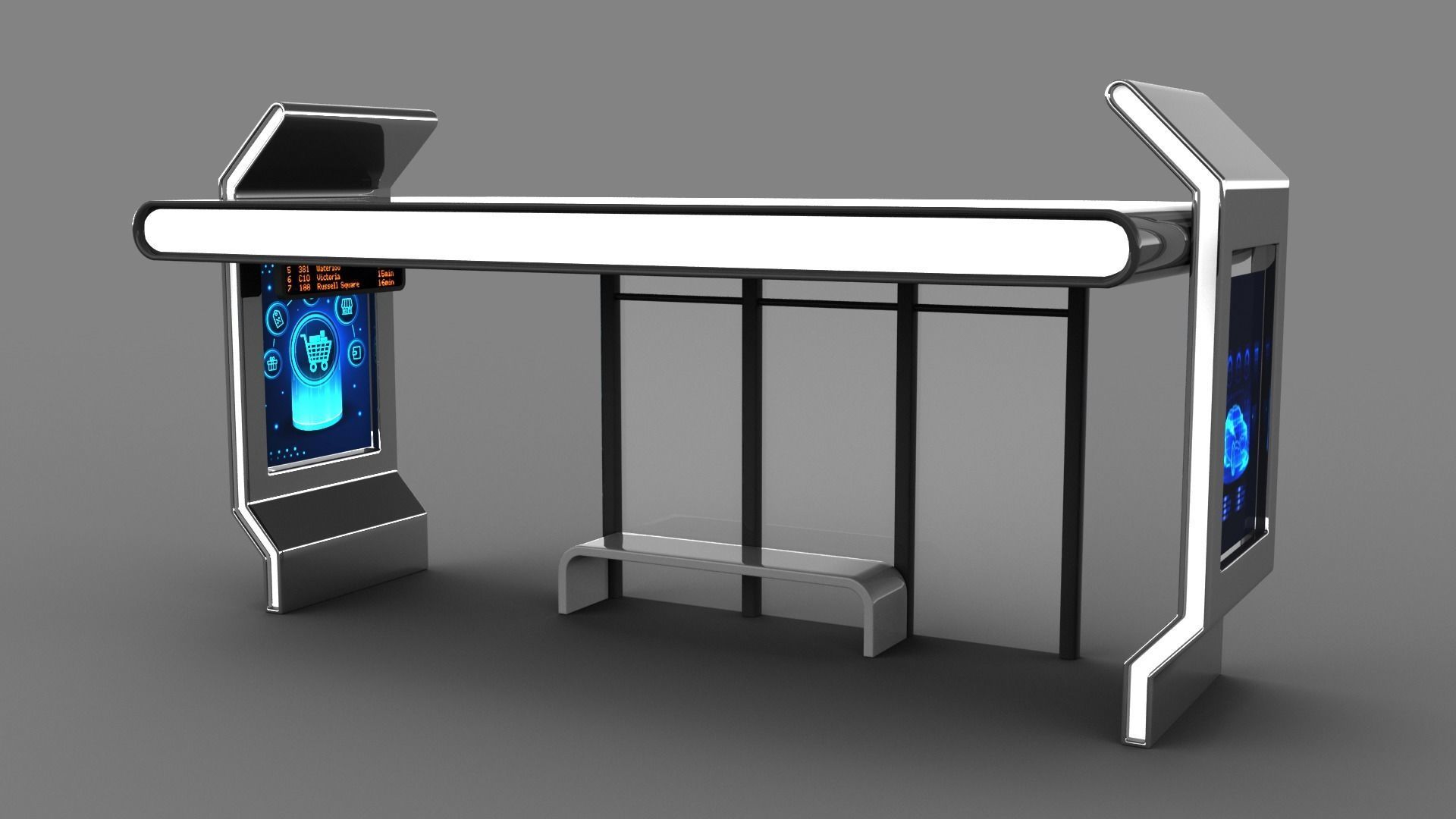 Bus Stop Low-poly 3D model_5