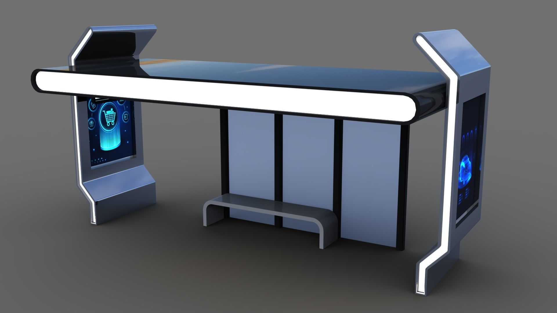 Bus Stop Low-poly 3D model_15