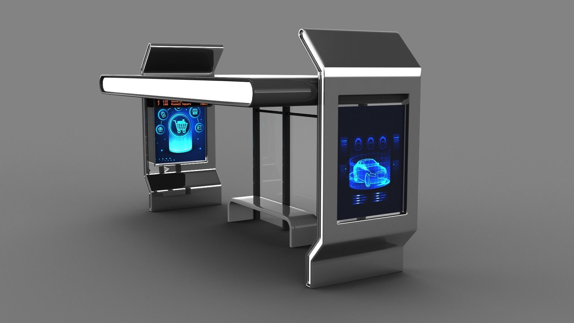 Bus Stop Low-poly 3D model_7