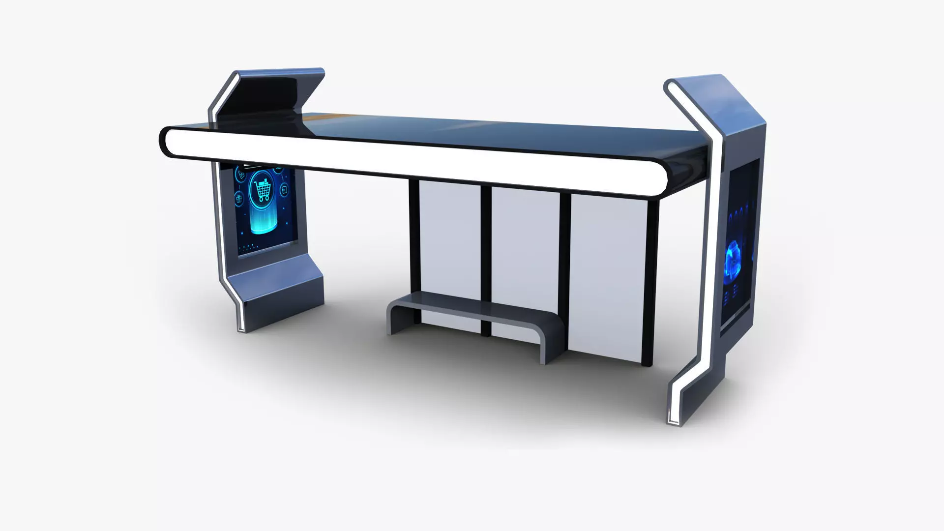 Bus Stop Low-poly 3D model_0