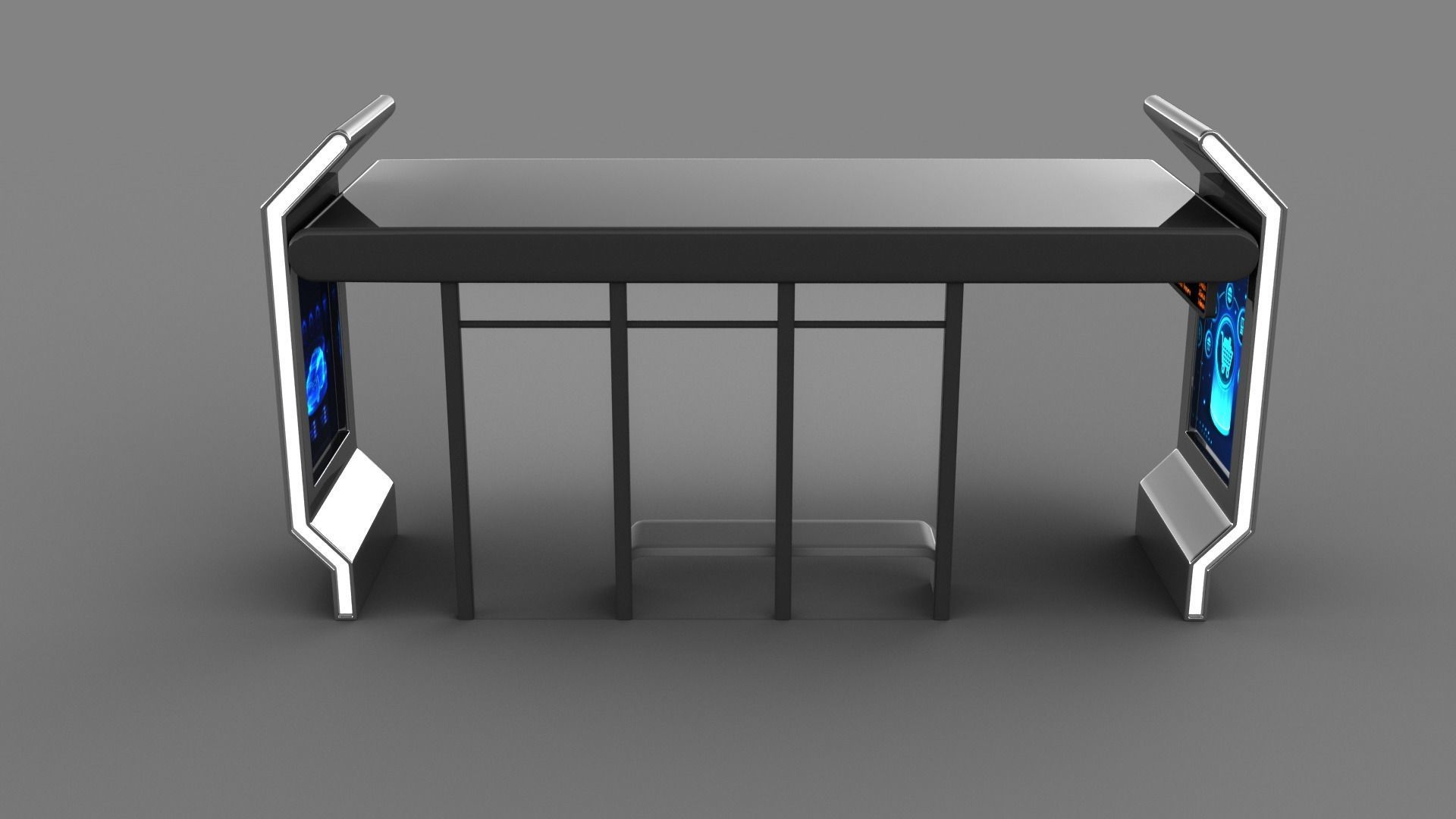 Bus Stop Low-poly 3D model_9