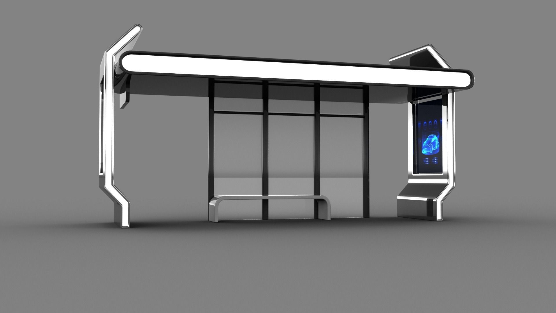 Bus Stop Low-poly 3D model_11