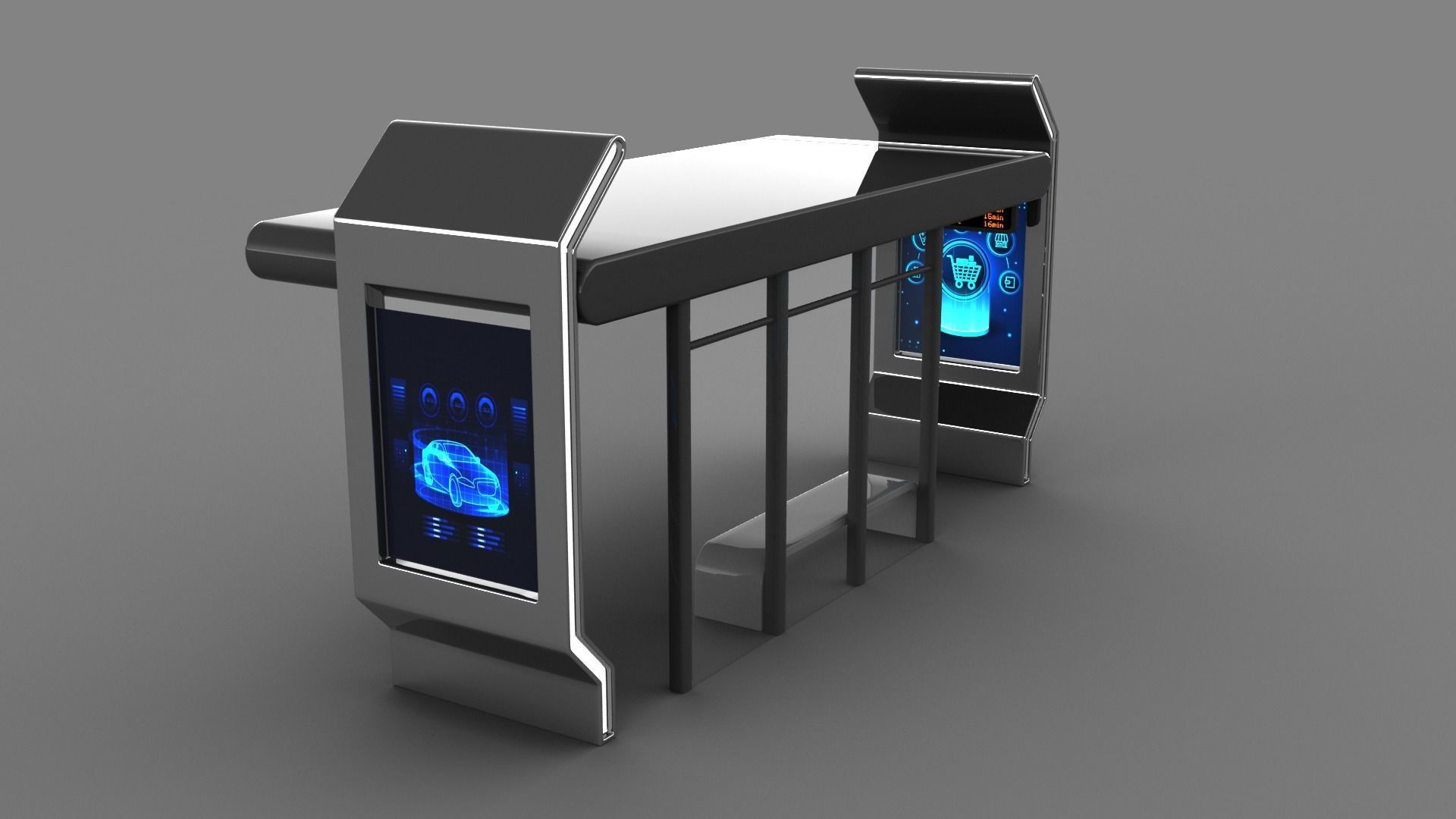 Bus Stop Low-poly 3D model_2