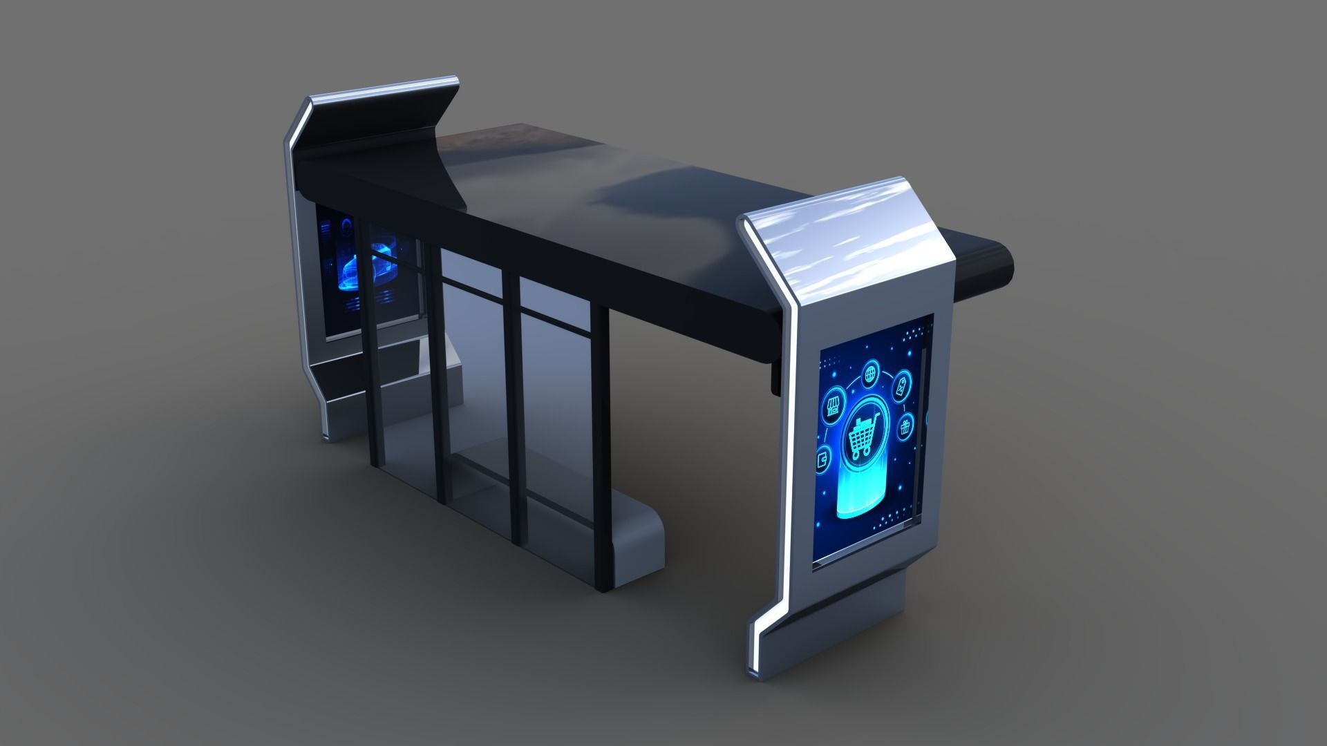 Bus Stop Low-poly 3D model_14