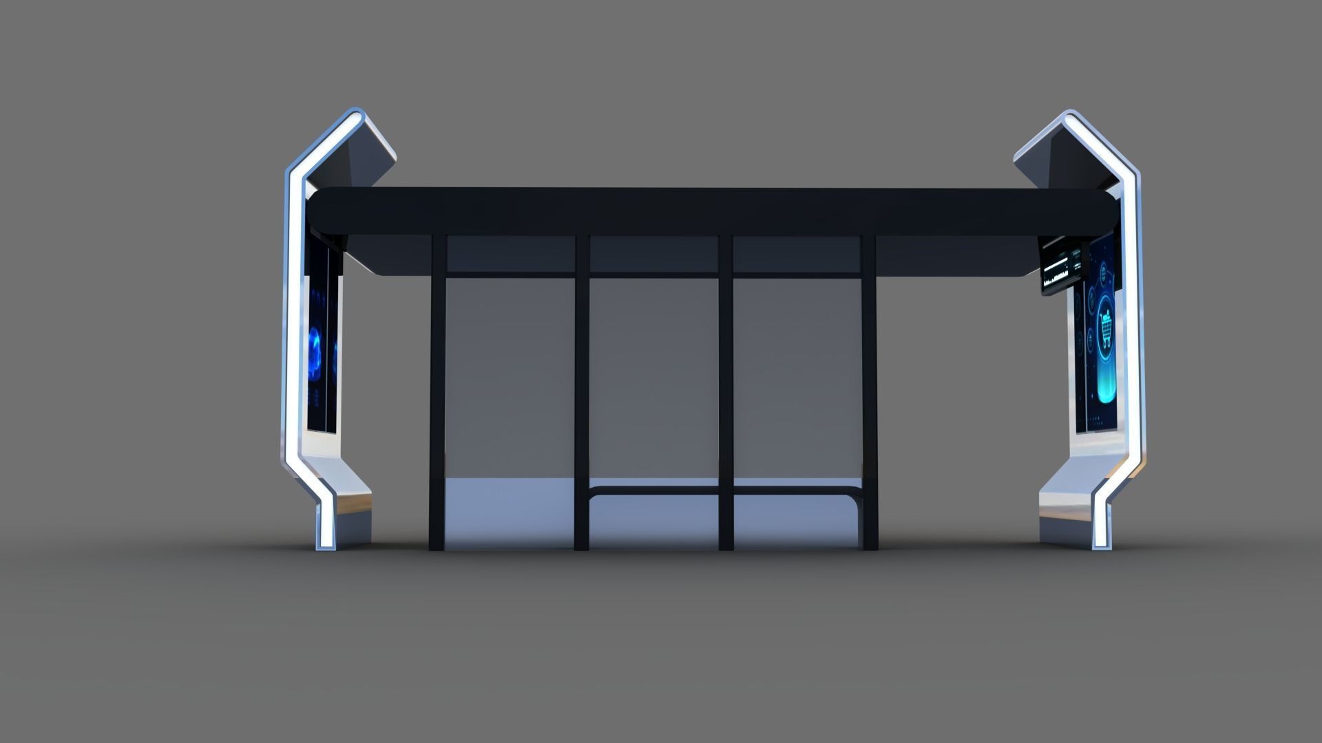 Bus Stop Low-poly 3D model_19