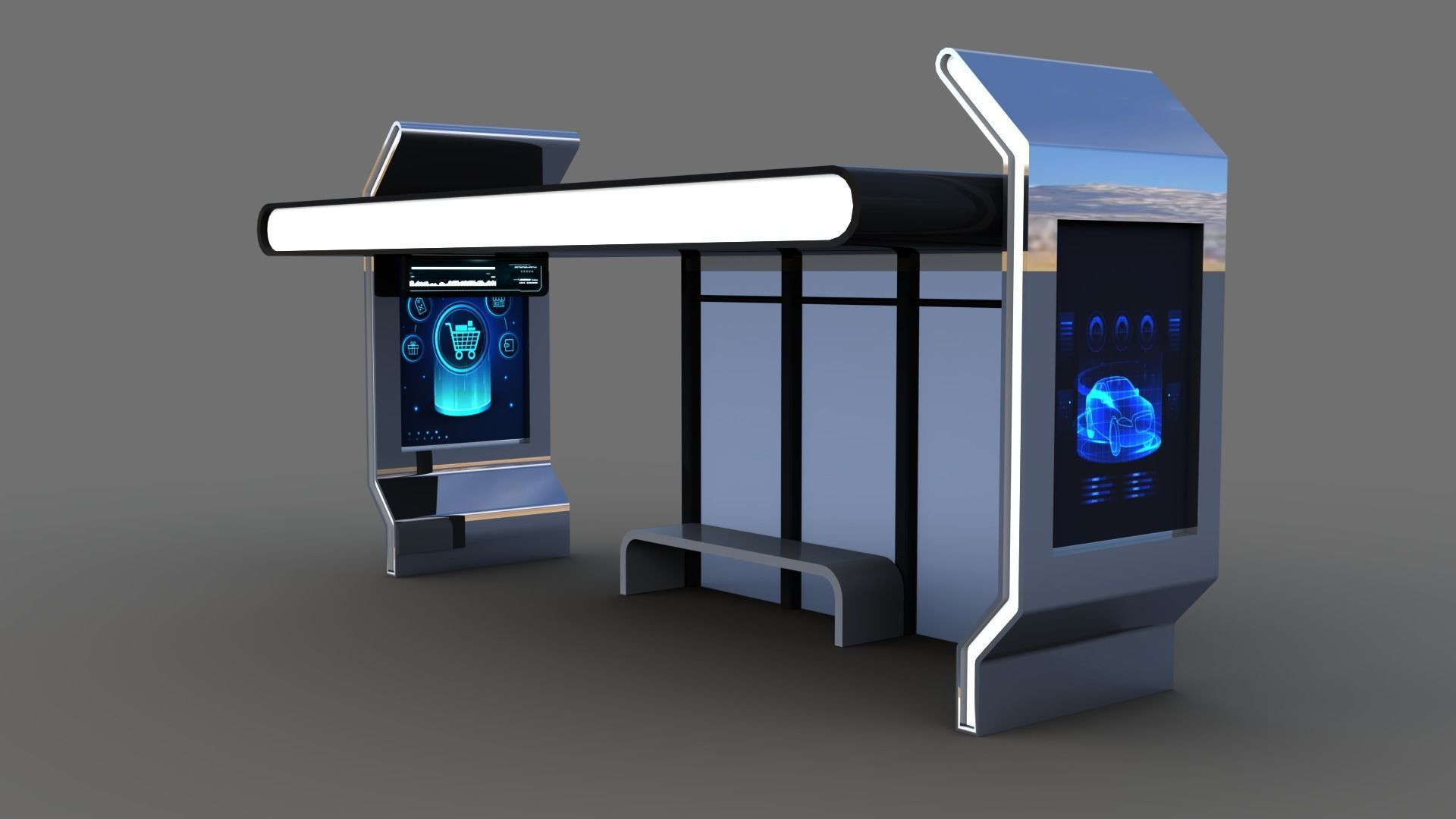 Bus Stop Low-poly 3D model_20