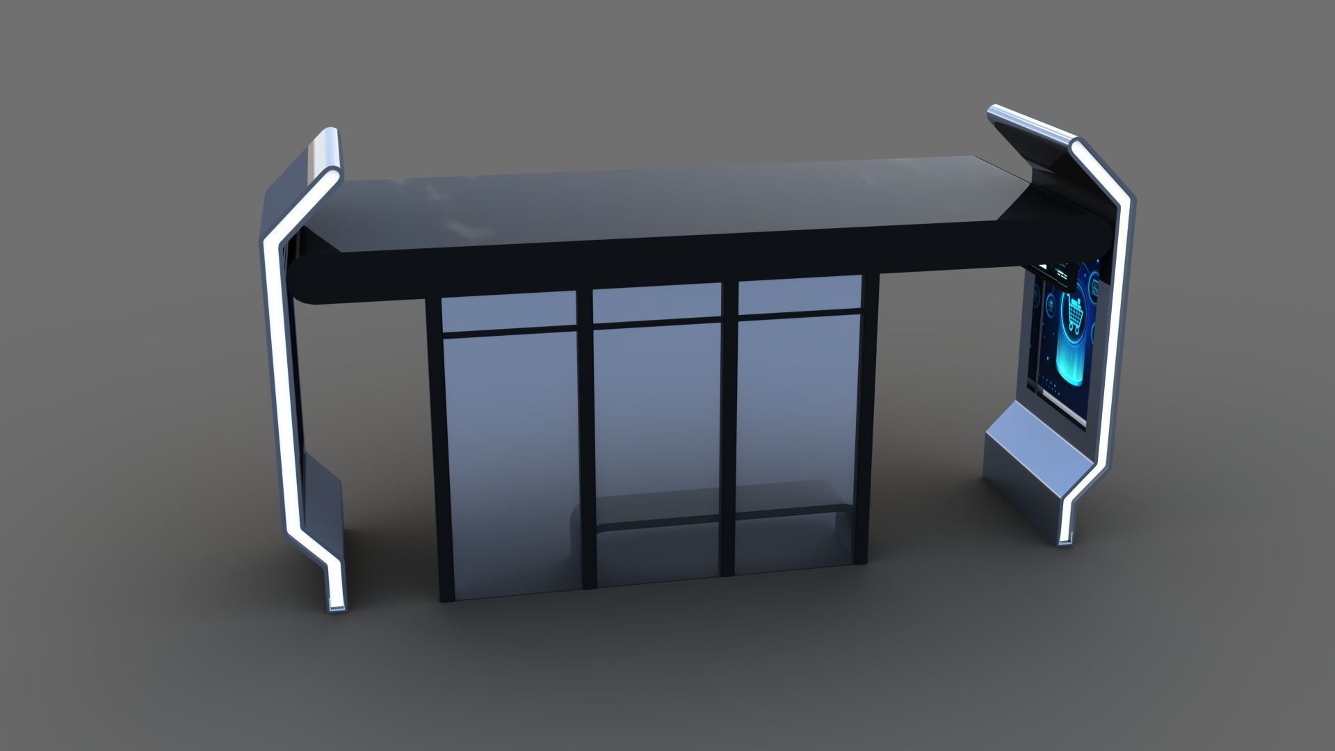 Bus Stop Low-poly 3D model_16