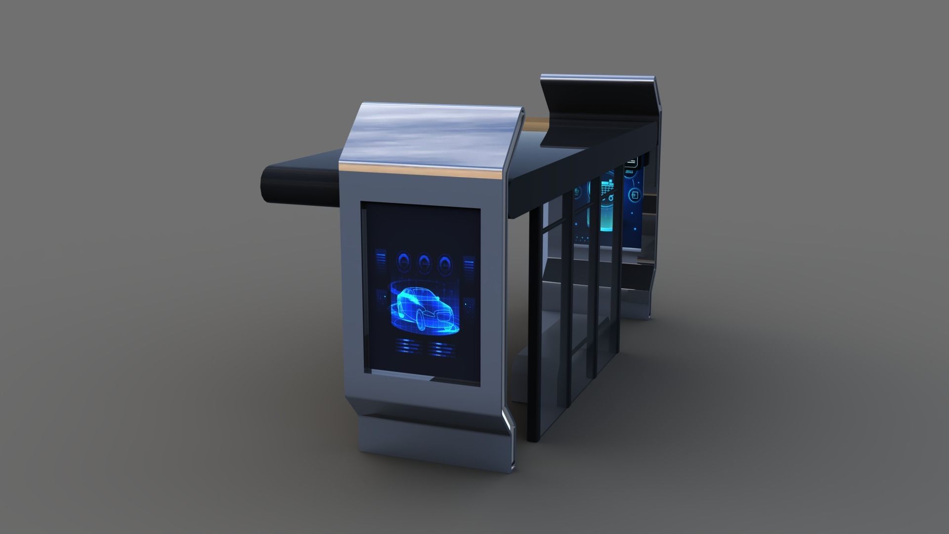 Bus Stop Low-poly 3D model_22