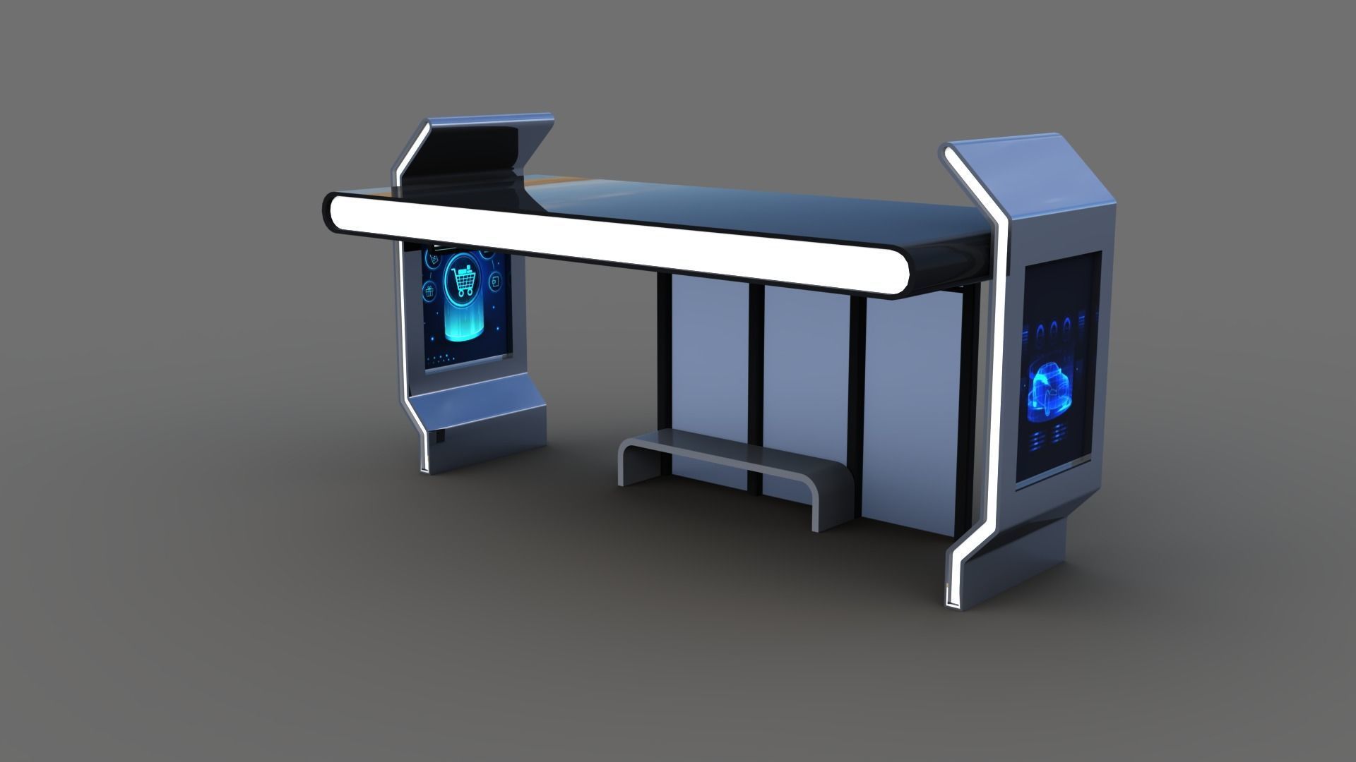 Bus Stop Low-poly 3D model_17