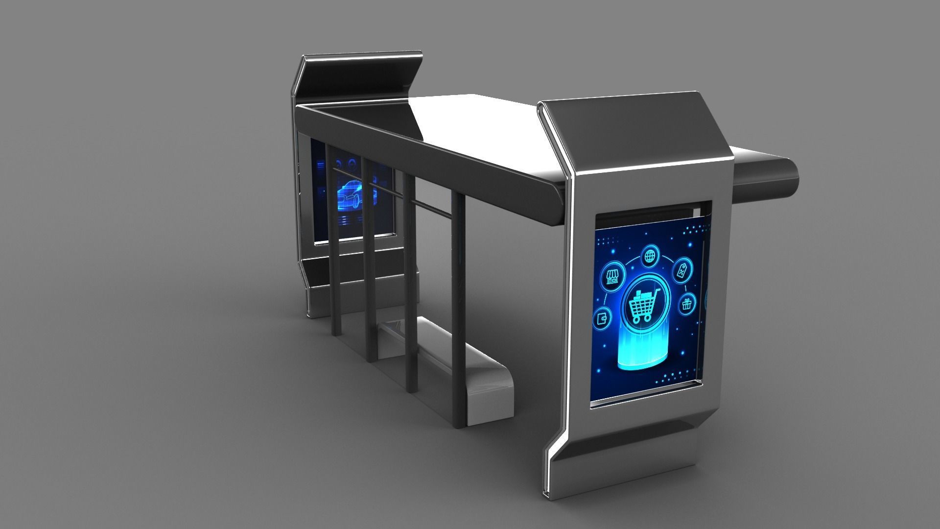 Bus Stop Low-poly 3D model_3