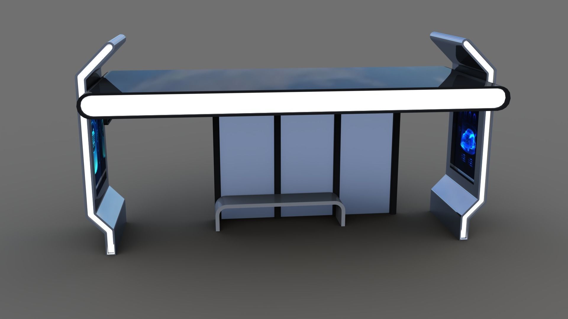 Bus Stop Low-poly 3D model_18