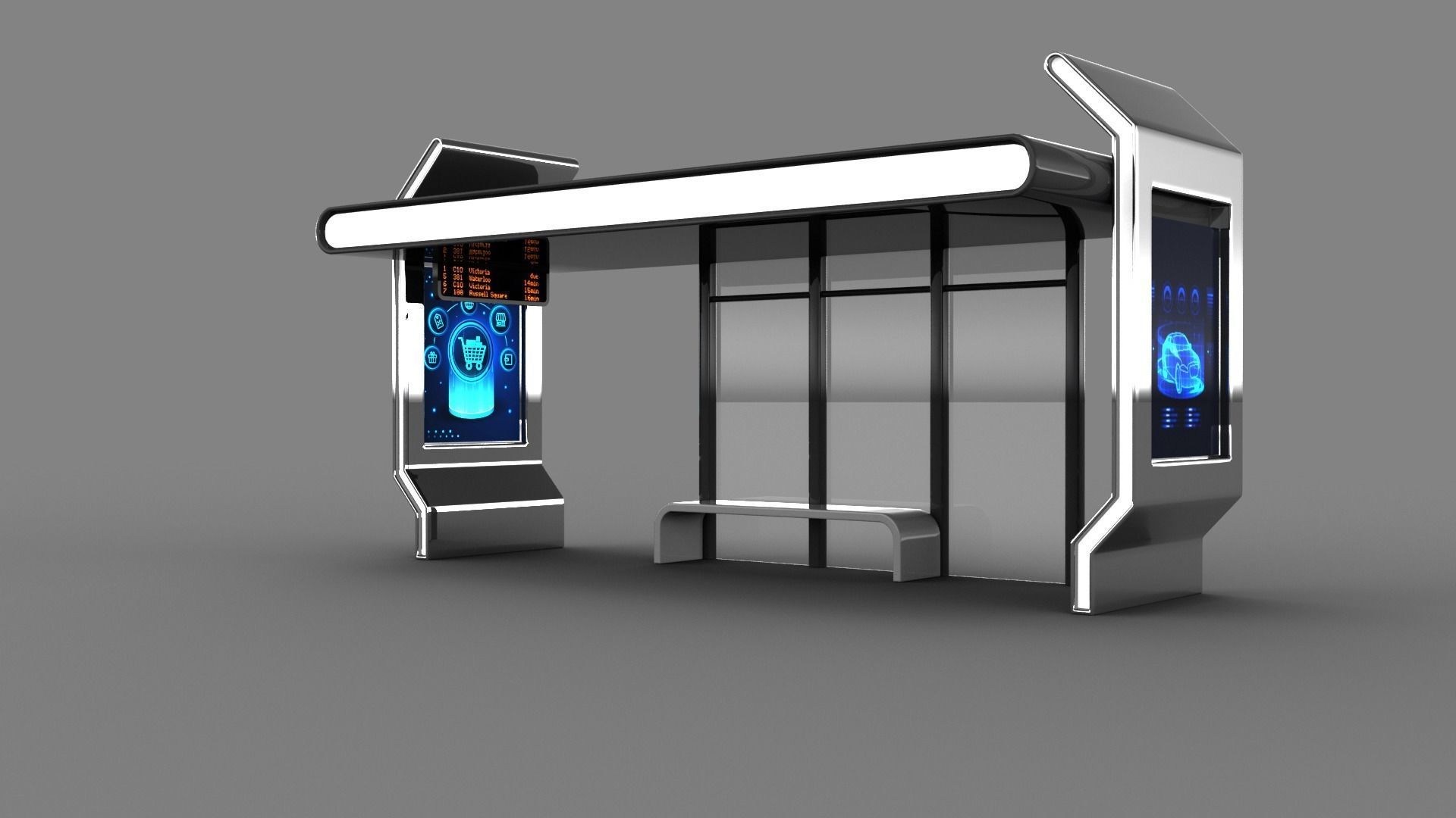 Bus Stop Low-poly 3D model_1