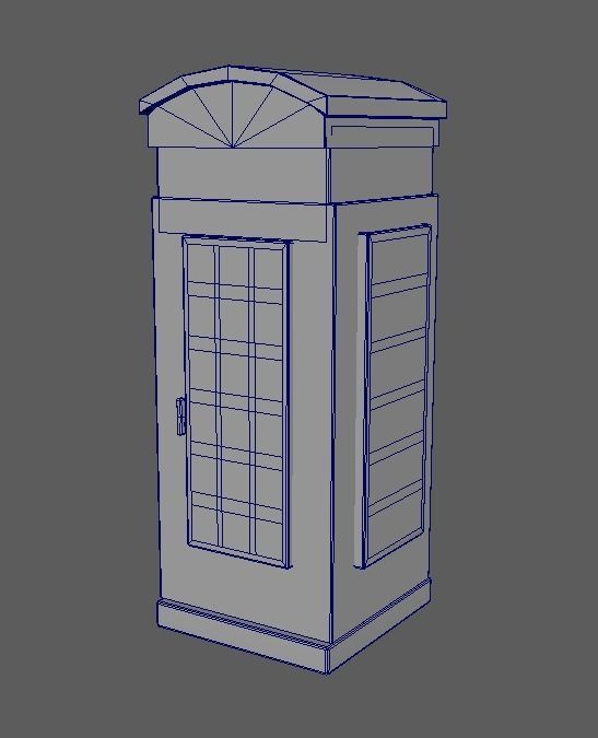 Traditional British Telephone box Low-poly 3D model_2