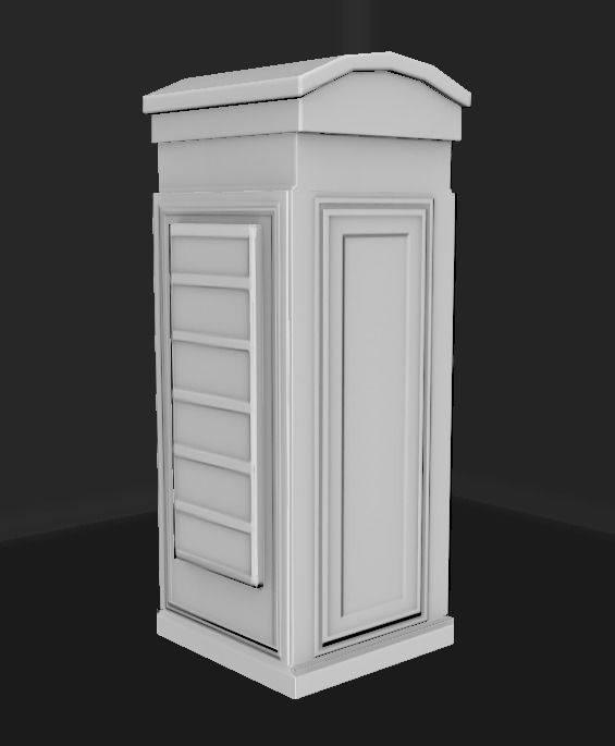 Traditional British Telephone box Low-poly 3D model_1