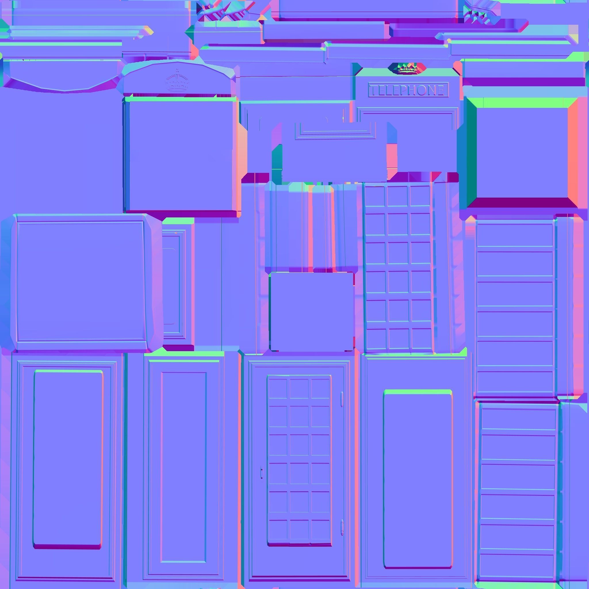 Traditional British Telephone box Low-poly 3D model_4