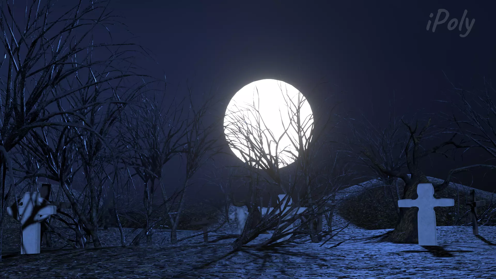 Cemetery scene 3D 3D model_0