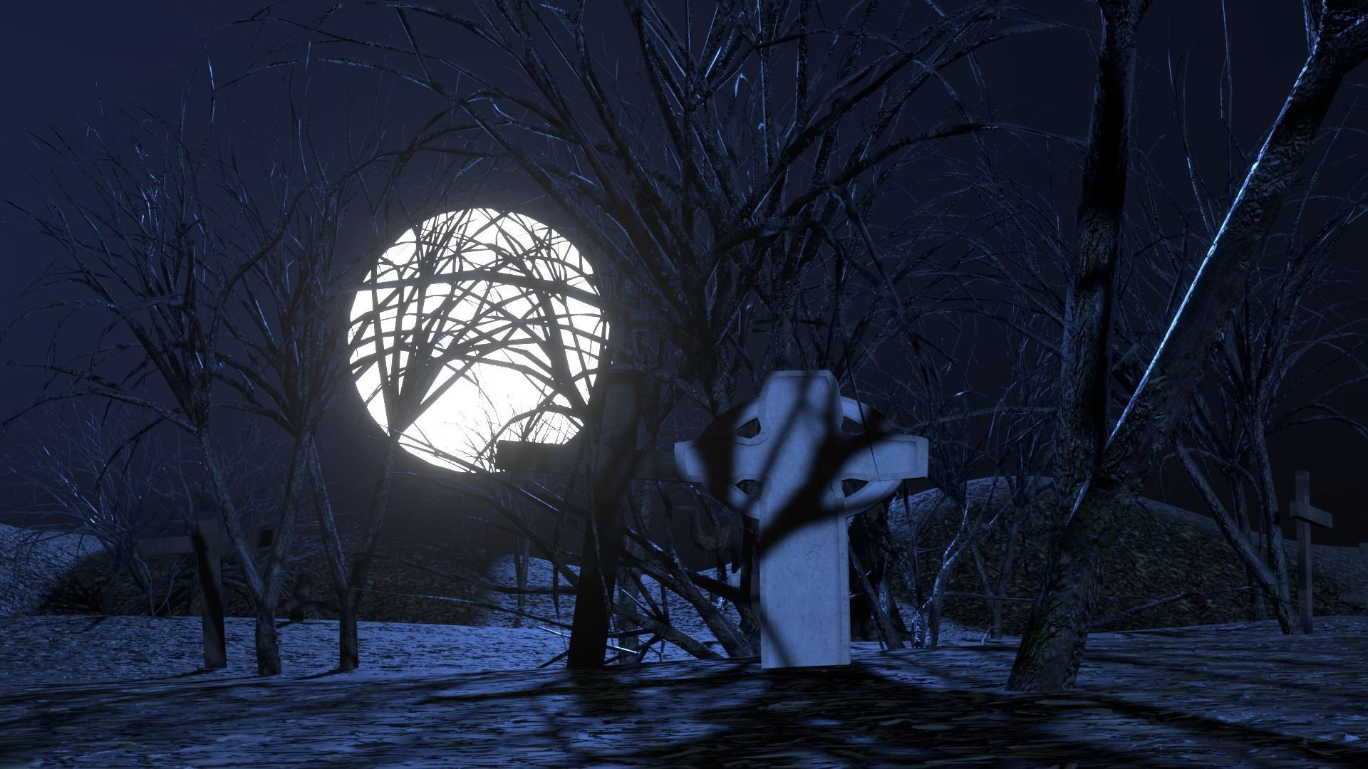 Cemetery scene 3D 3D model_2