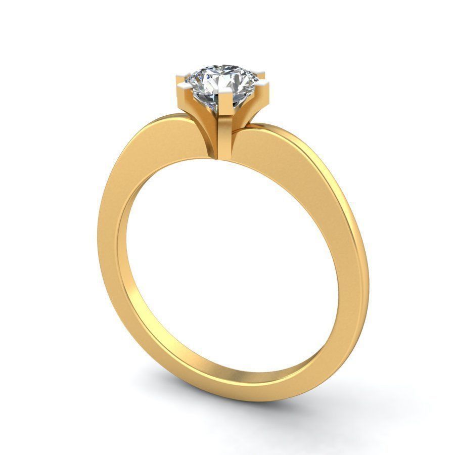Solitaire ring 3D print model_5