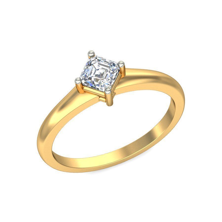 Solitaire ring 3D print model_3