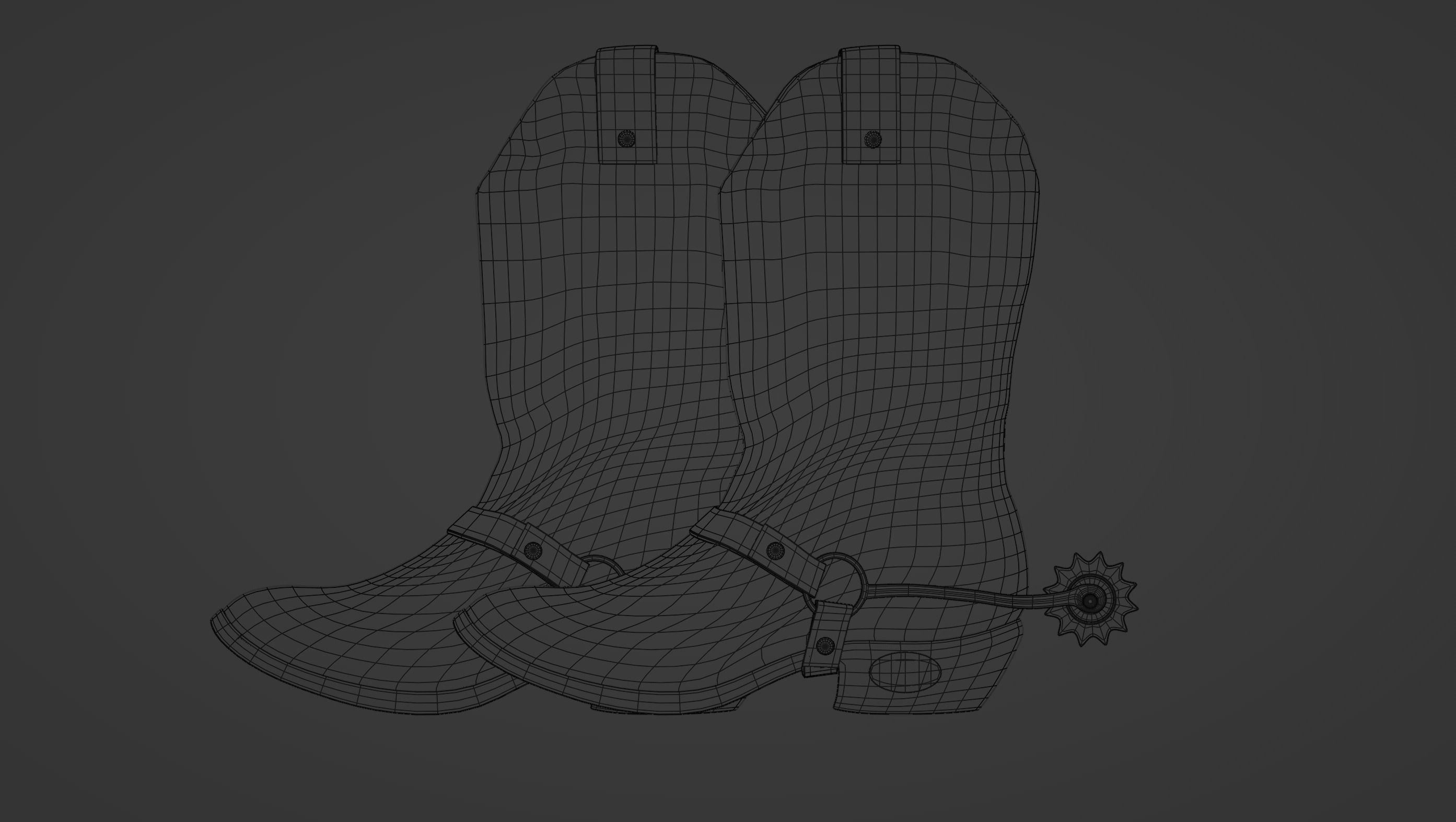 Leather cowboy boots 3D model_11