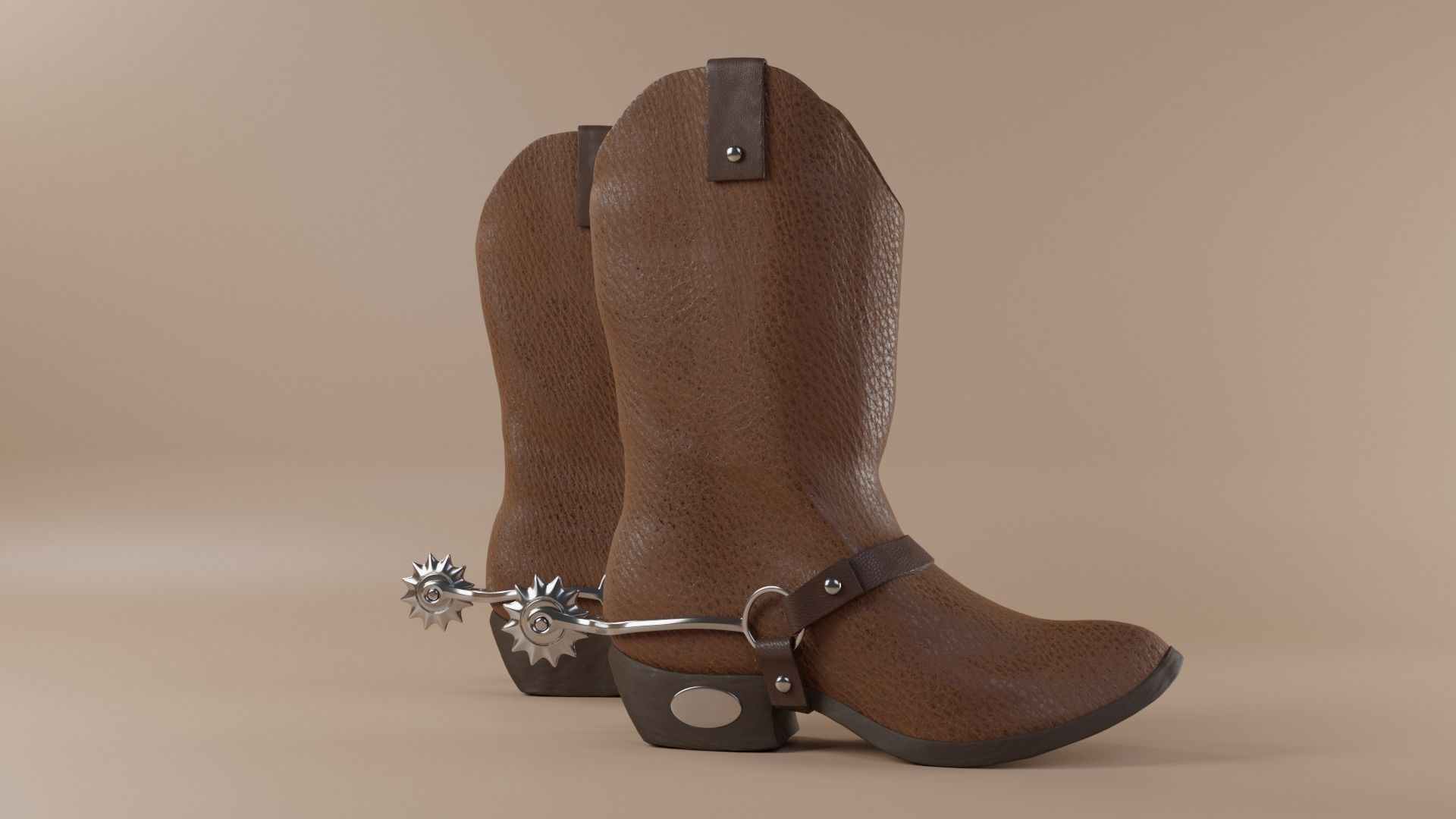 Leather cowboy boots 3D model_3