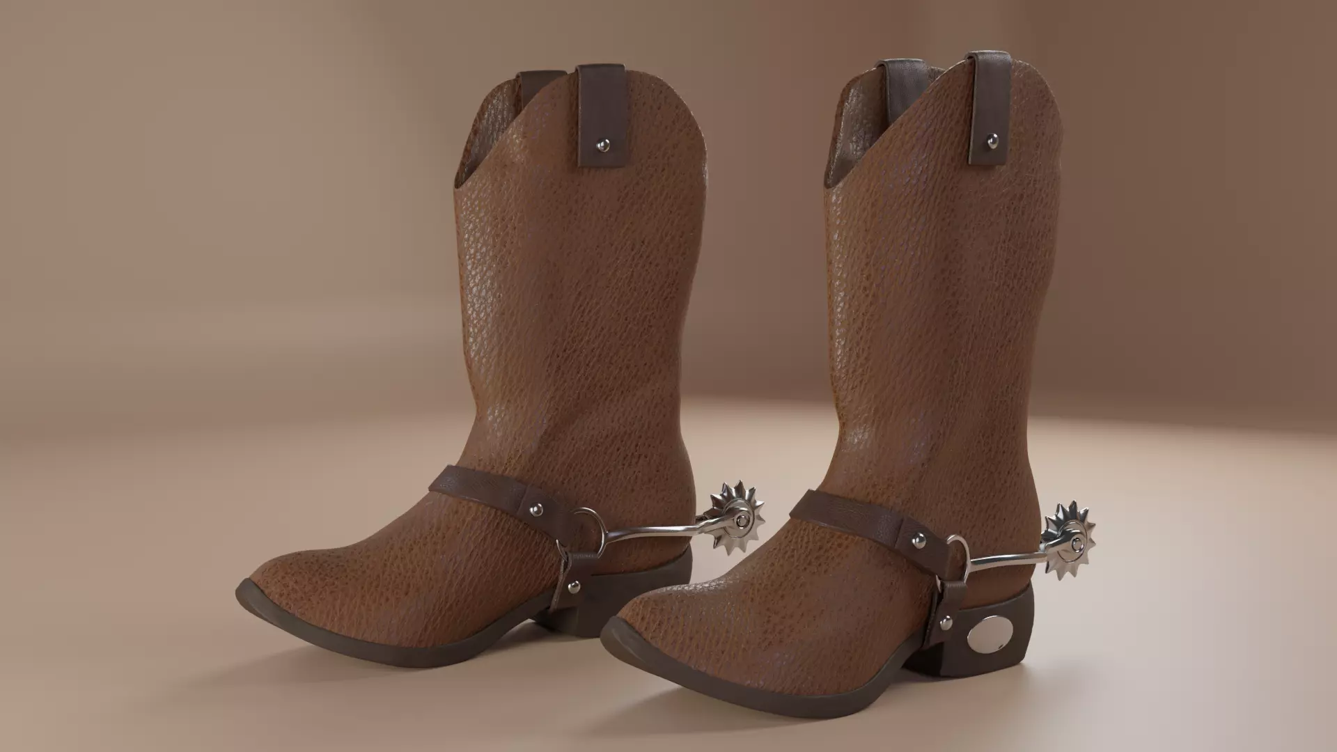 Leather cowboy boots 3D model_0