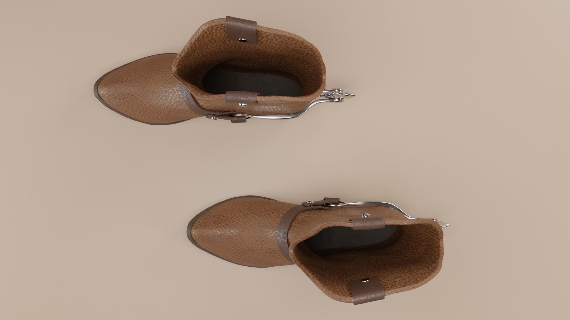 Leather cowboy boots 3D model_10