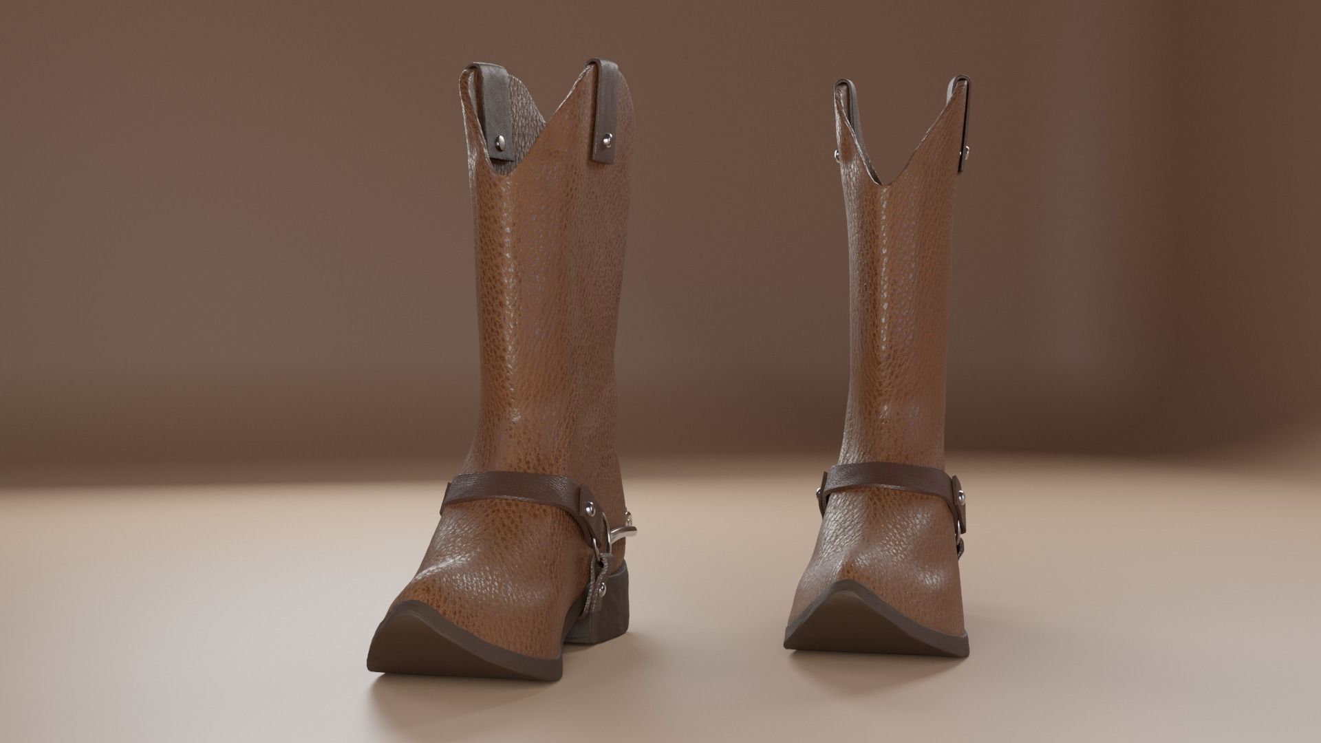 Leather cowboy boots 3D model_2