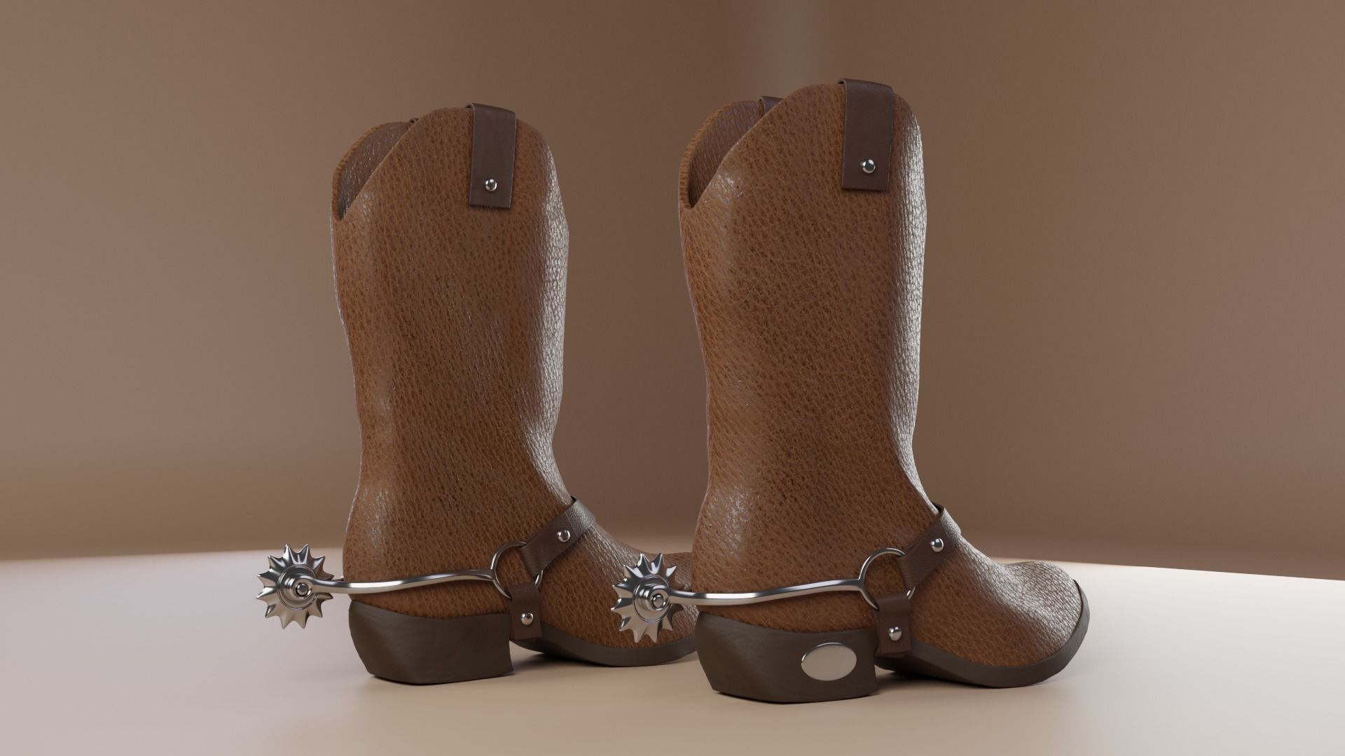 Leather cowboy boots 3D model_4