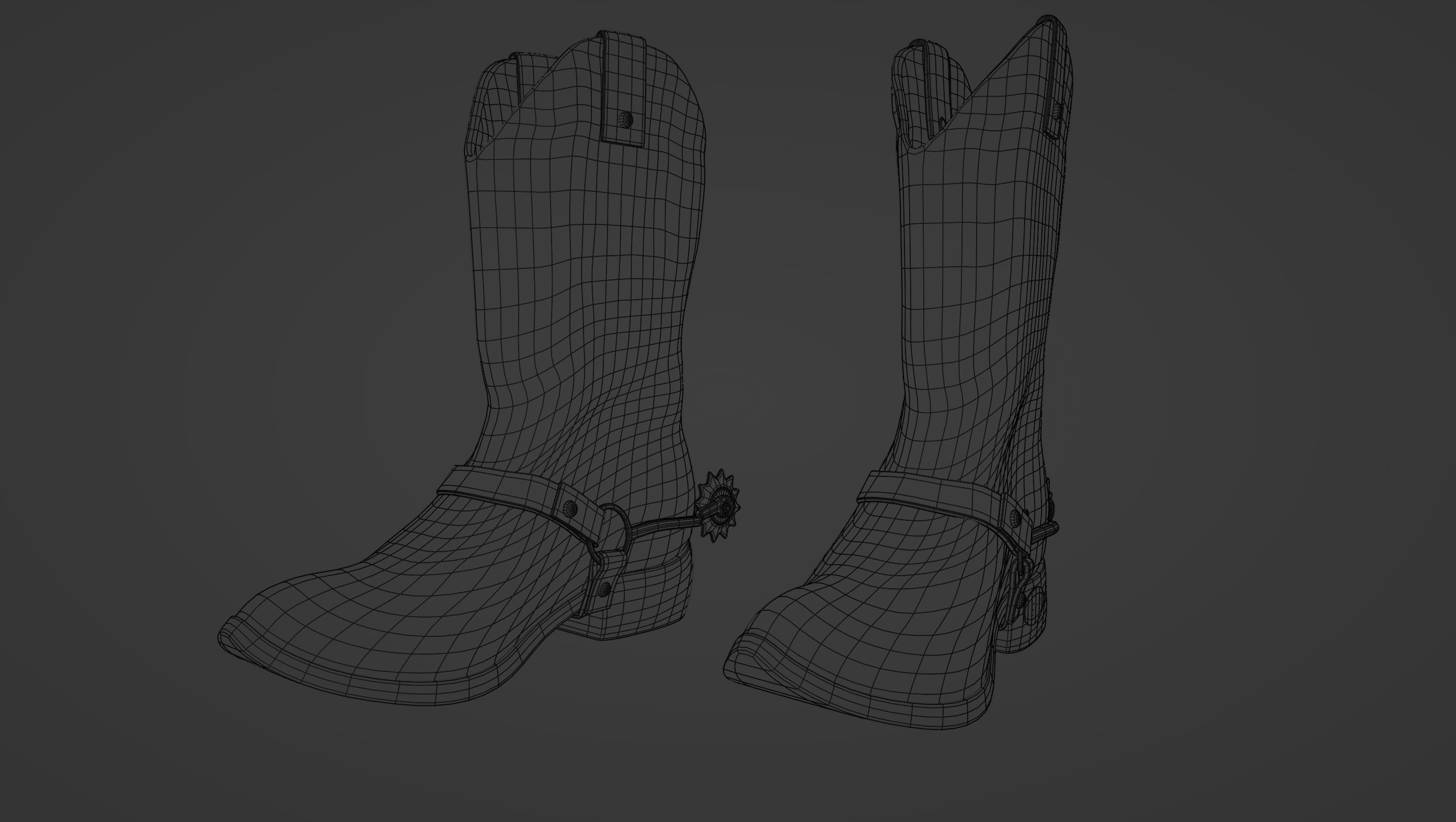 Leather cowboy boots 3D model_12