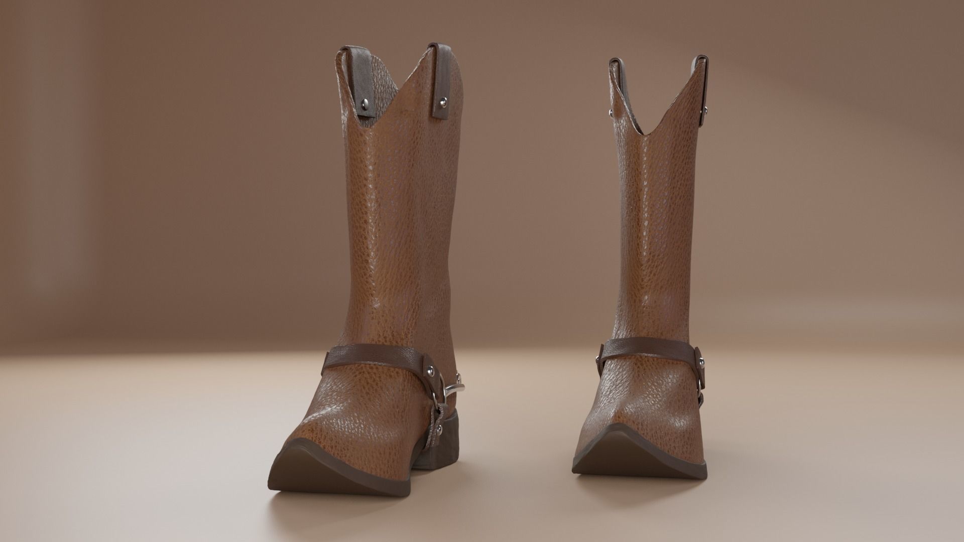 Leather cowboy boots 3D model_1