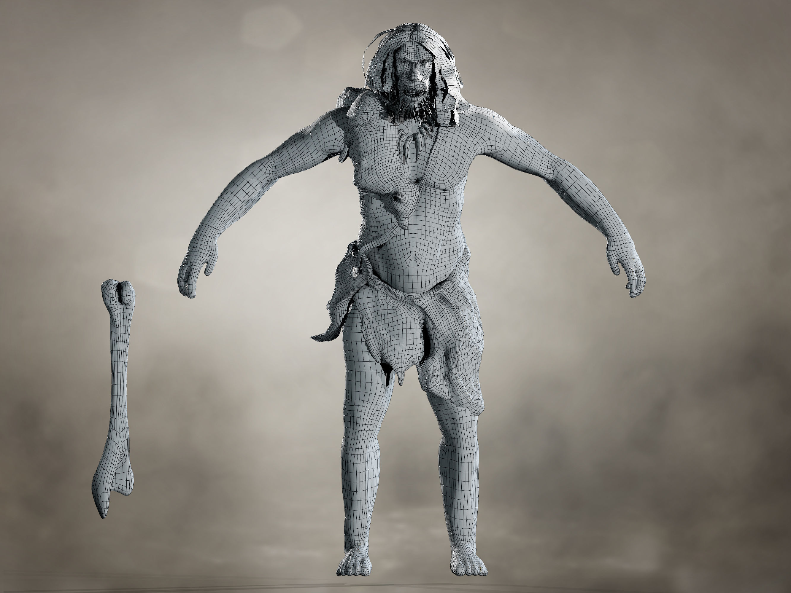 Neanderthal Low-poly 3D model