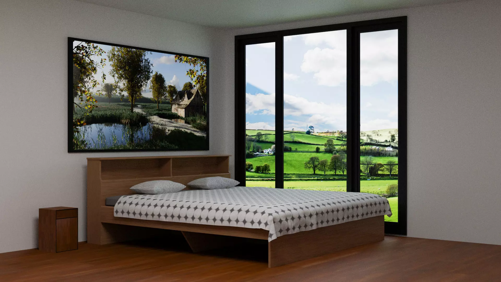 Wooden Bed Free 3D model