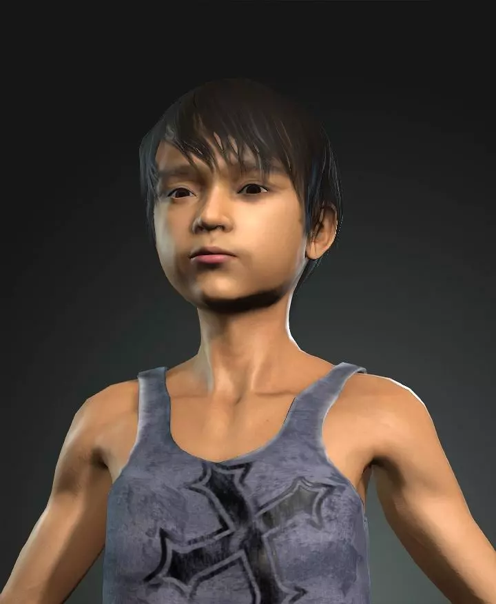 Asian kid fighter rigged 3D model 3D model