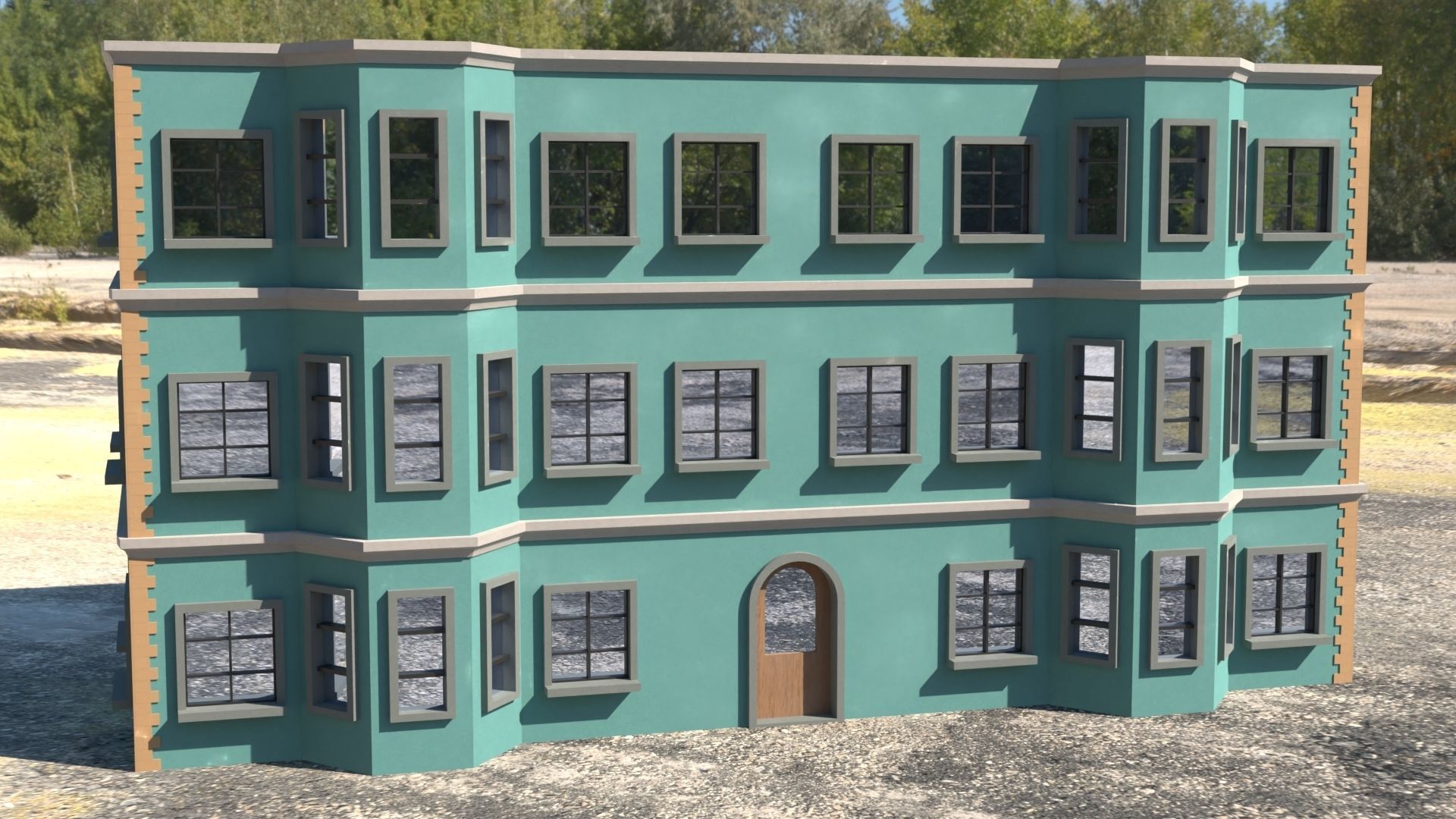 Building 3D model with windows and balconies Low-poly 3D model_20
