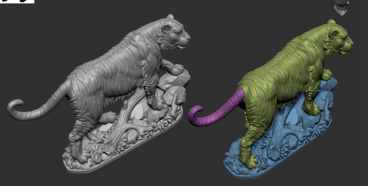 Tiger on rock 3D print model_10