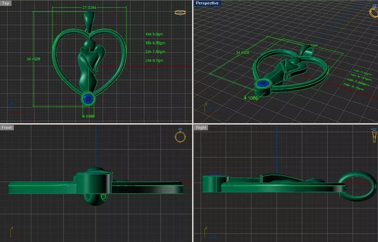 romance heart pendent 3D print model