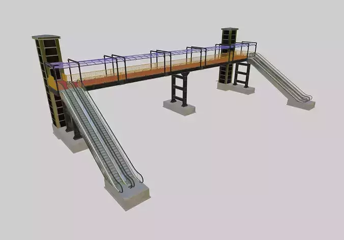 Steel Pedestrian Bridge-Elevator-Escalator-Straight Type-20 3D model