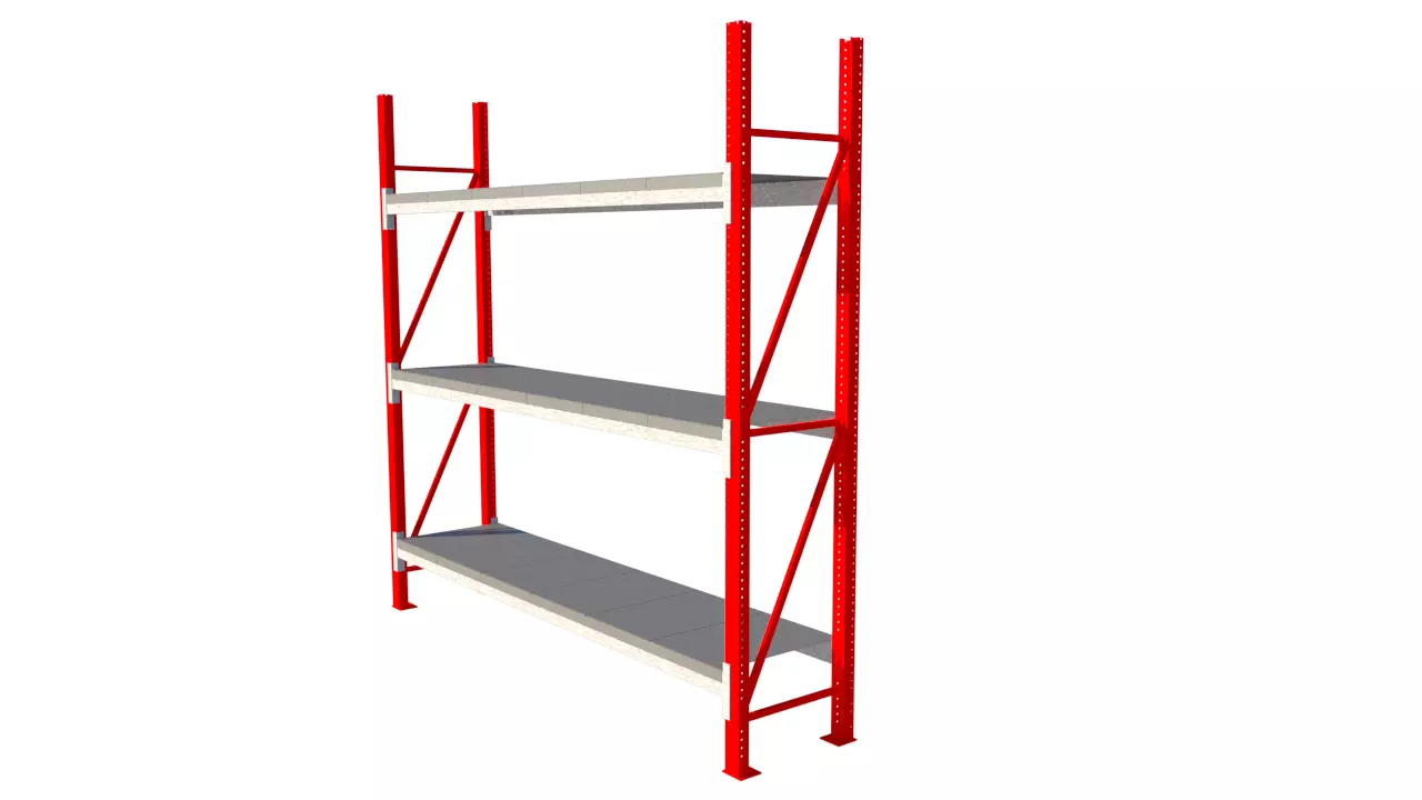 Heavy Duty racking system Low-poly 3D model_0