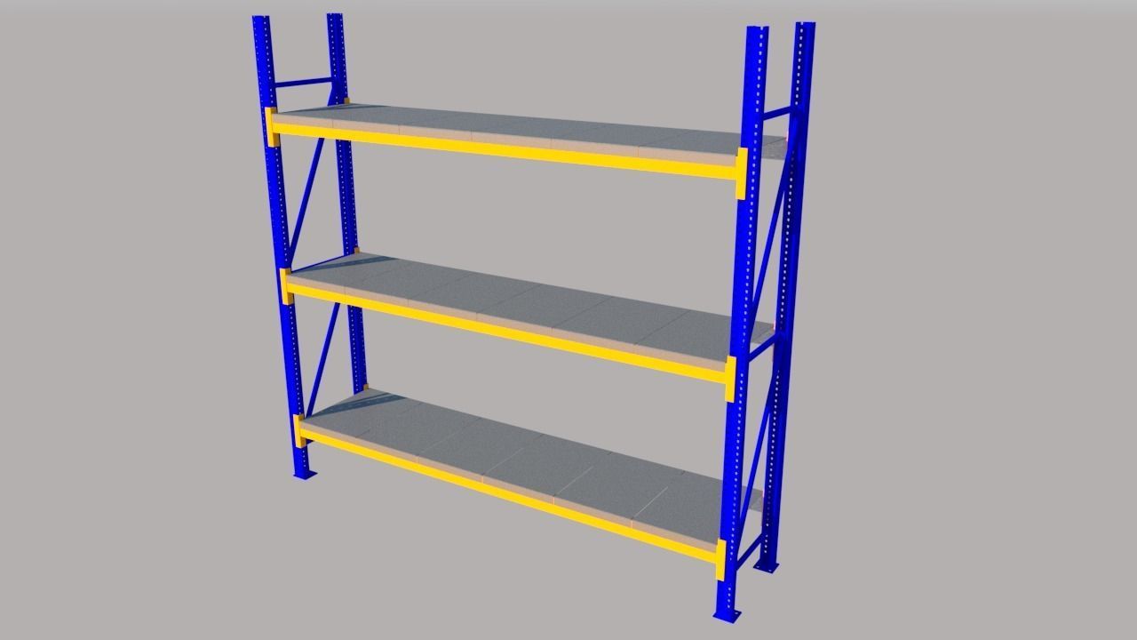 Heavy Duty racking system Low-poly 3D model_1