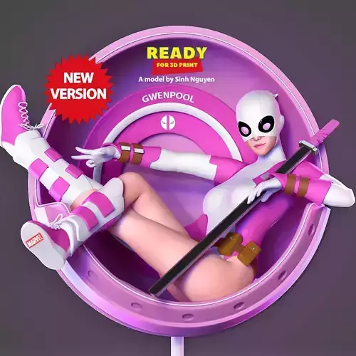 GwenPool Fanart - new version 3D print model
