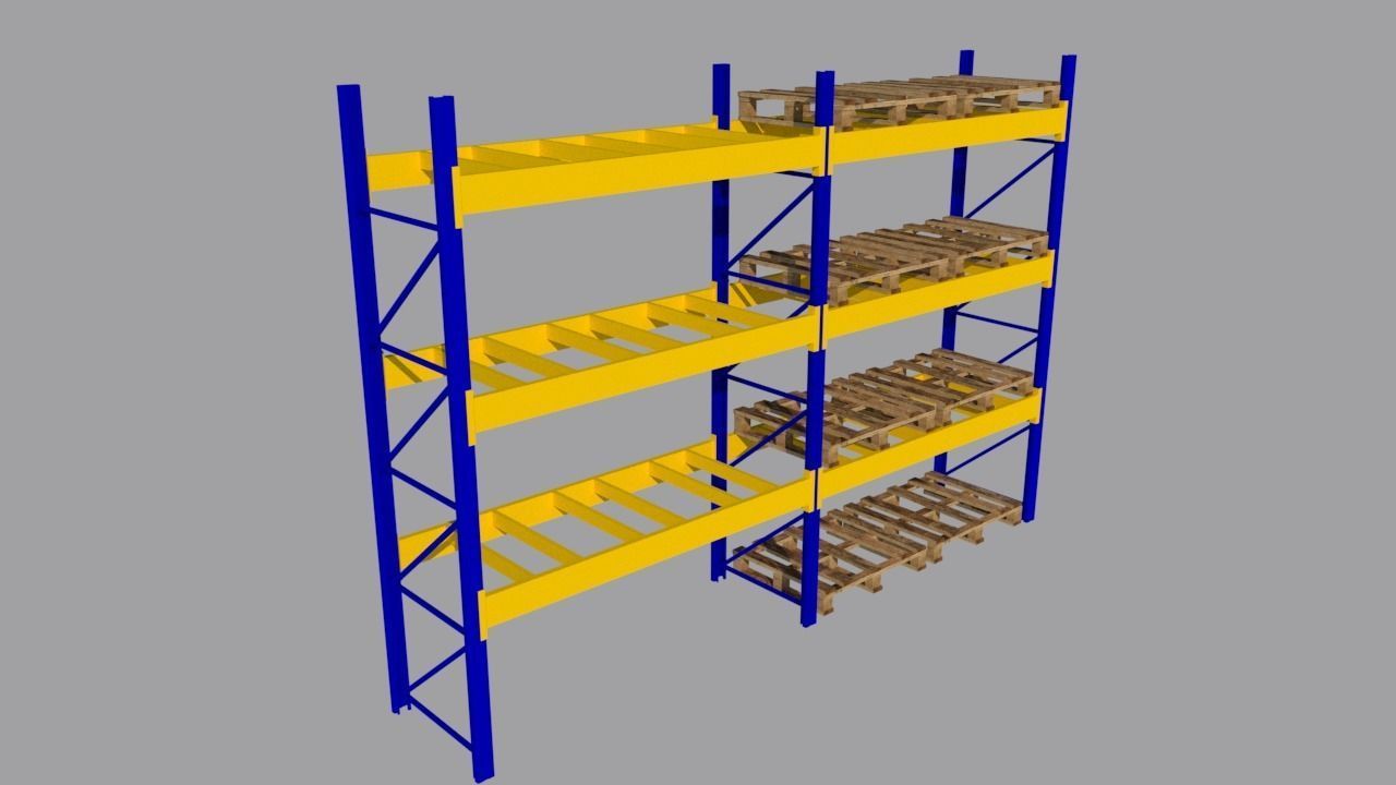 Heavy Duty racking system Low-poly 3D model_1