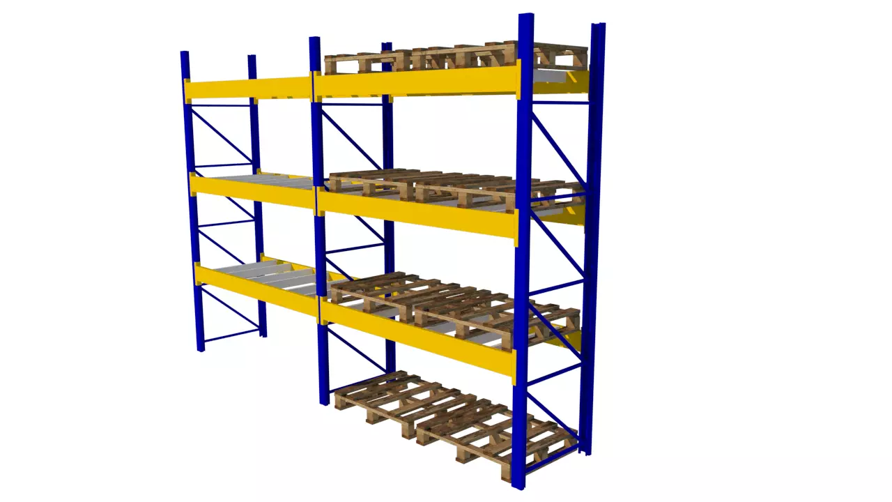 Heavy Duty racking system Low-poly 3D model_0