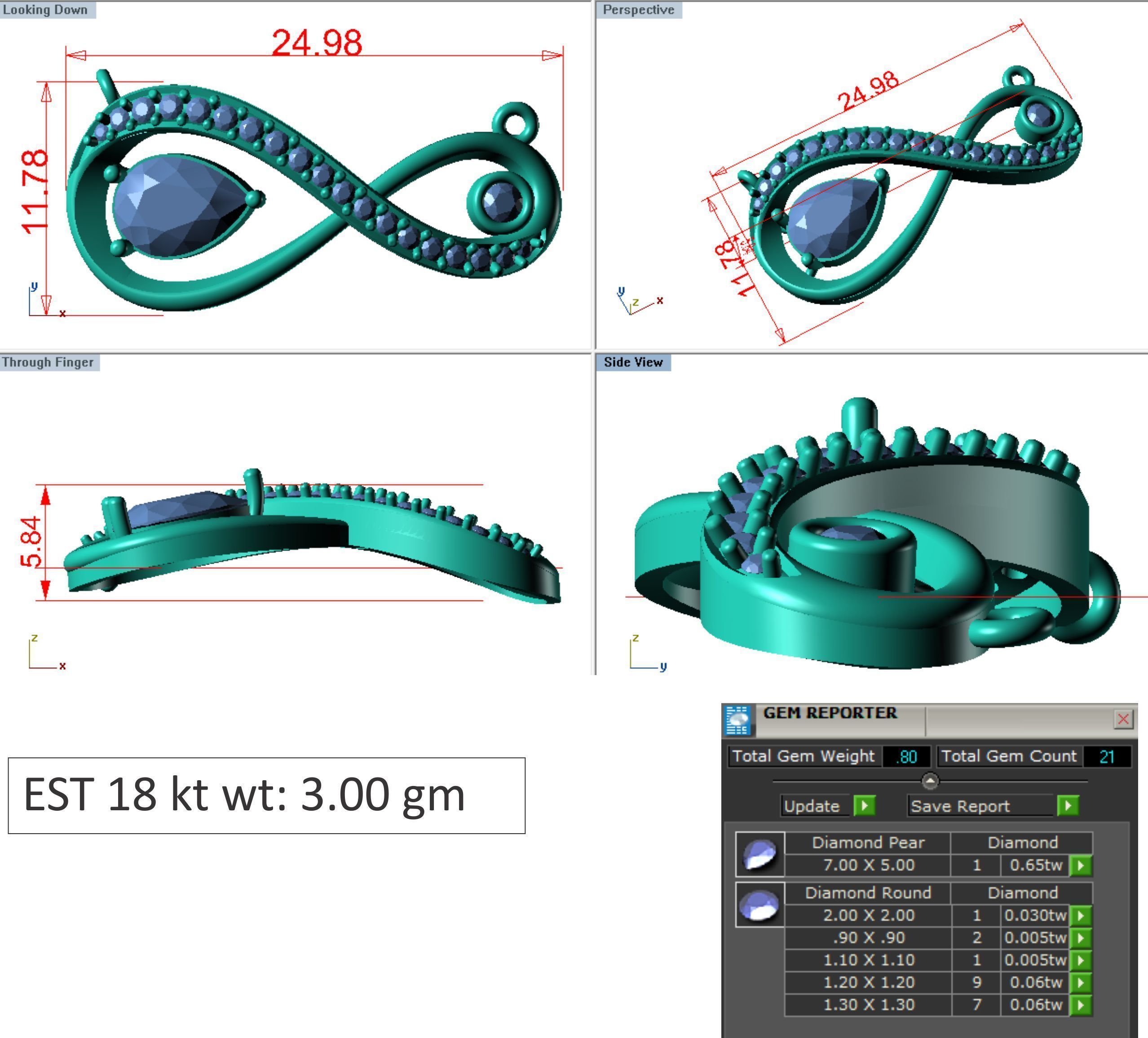 Women Pear Stone Pendant 3dm Render Detail 3D print model_6