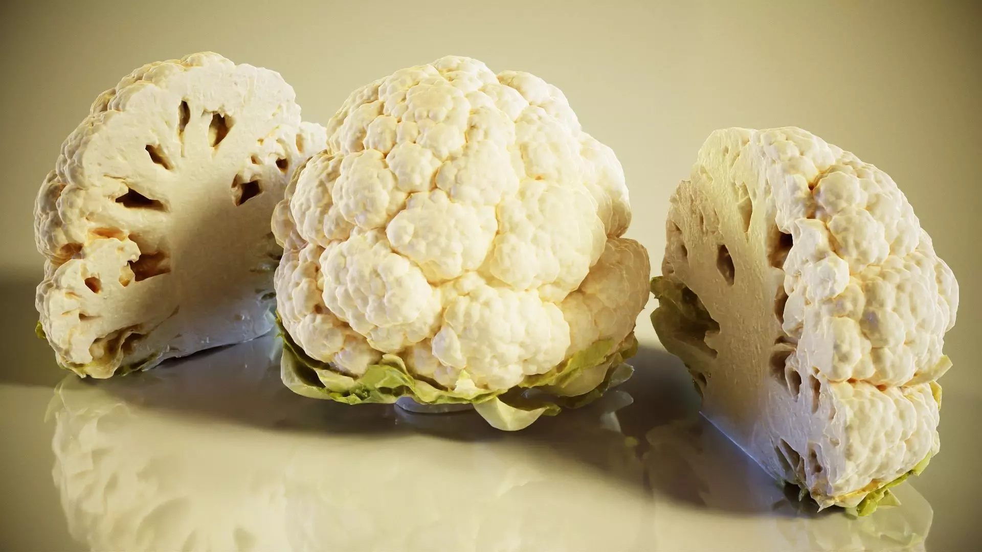 Cauliflower three pieces of Low-poly 3D model