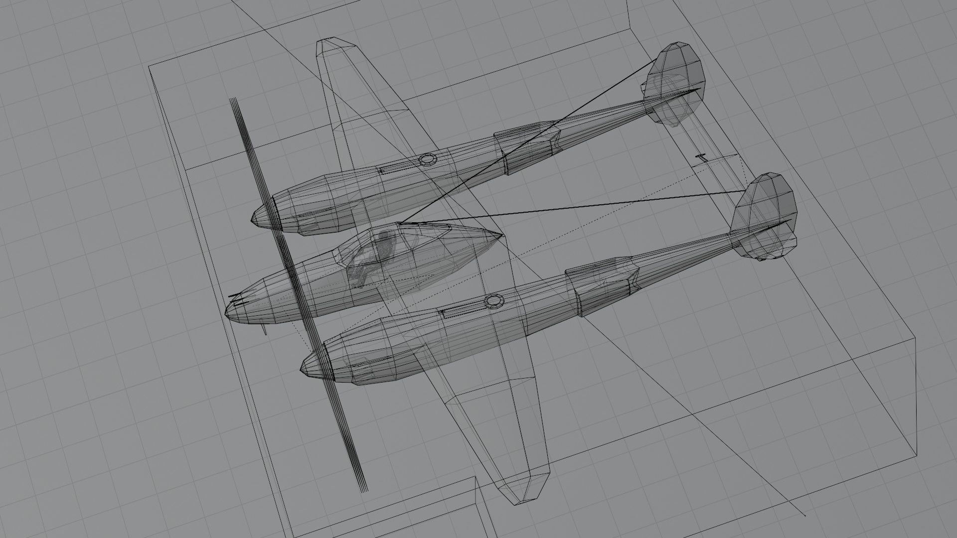 Lockheed P-38 Lightning WW2 fighter Low-poly 3D model_16