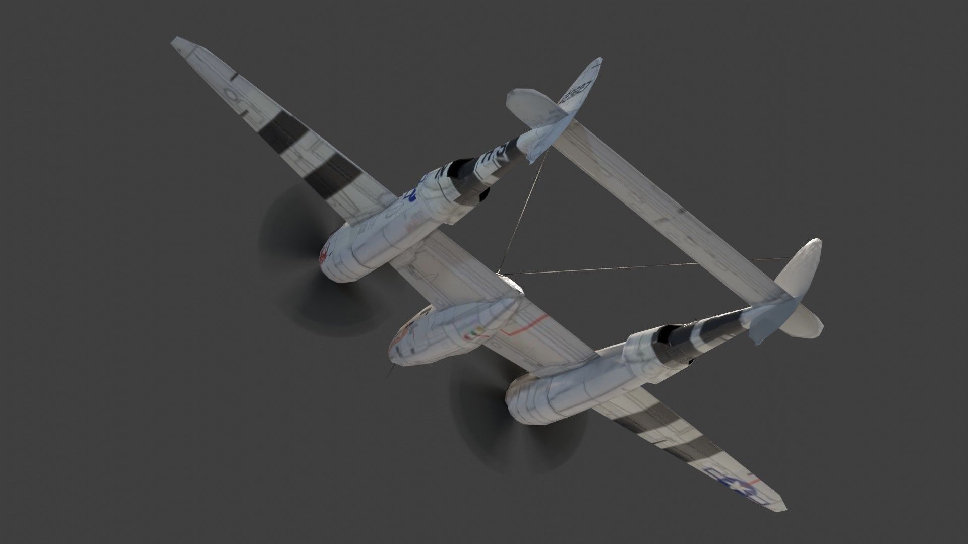 Lockheed P-38 Lightning WW2 fighter Low-poly 3D model_12