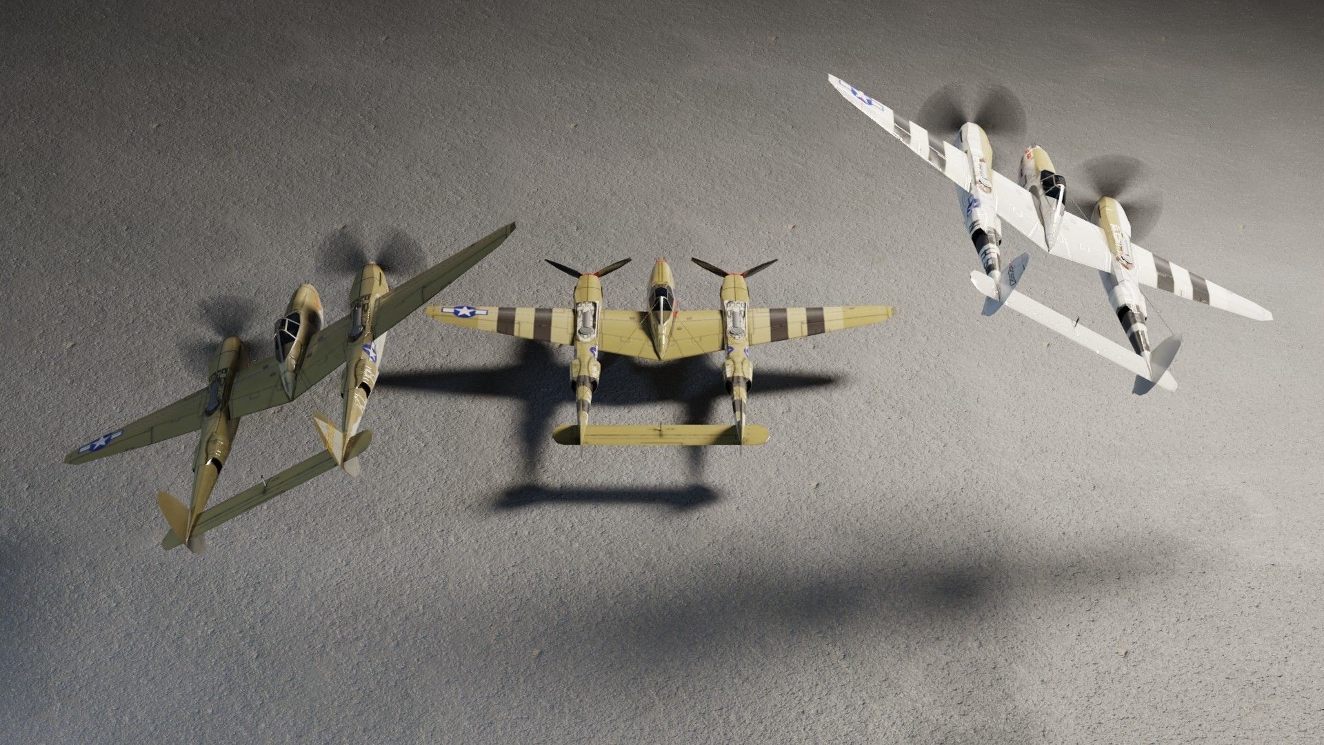 Lockheed P-38 Lightning WW2 fighter Low-poly 3D model_2